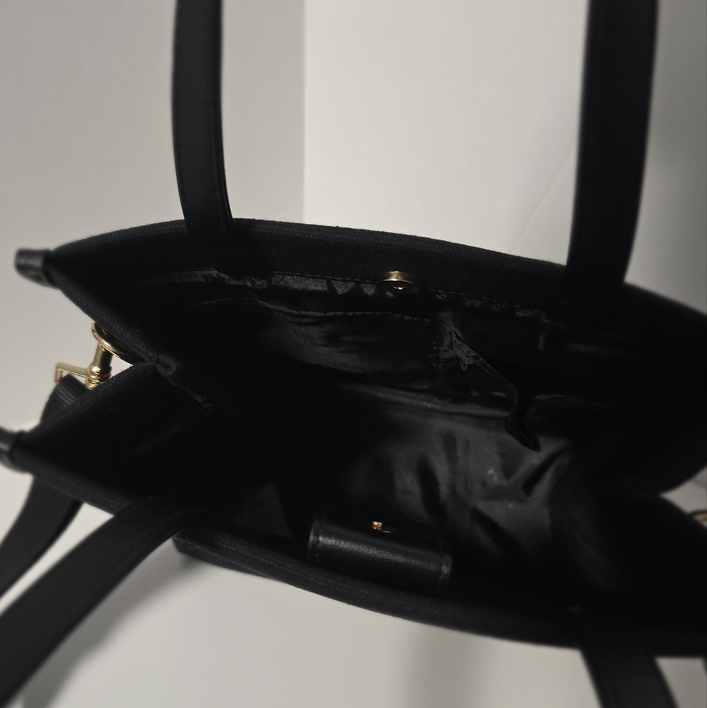 Versace Tote Bag Black Metallic Gold Handbag With Dust Bag - NEW - Picture 13 of 15